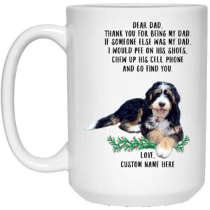 lovesout funny saying bernedoodle tri color lying dog dad personalized name christmas 2023 gifts coffee mug white 15 oz