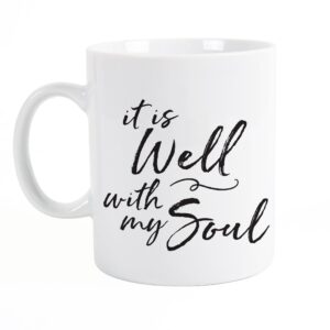 p. graham dunn it is well with my soul script white 5.5 x 4.5 ceramic 15 ounce coffee mug