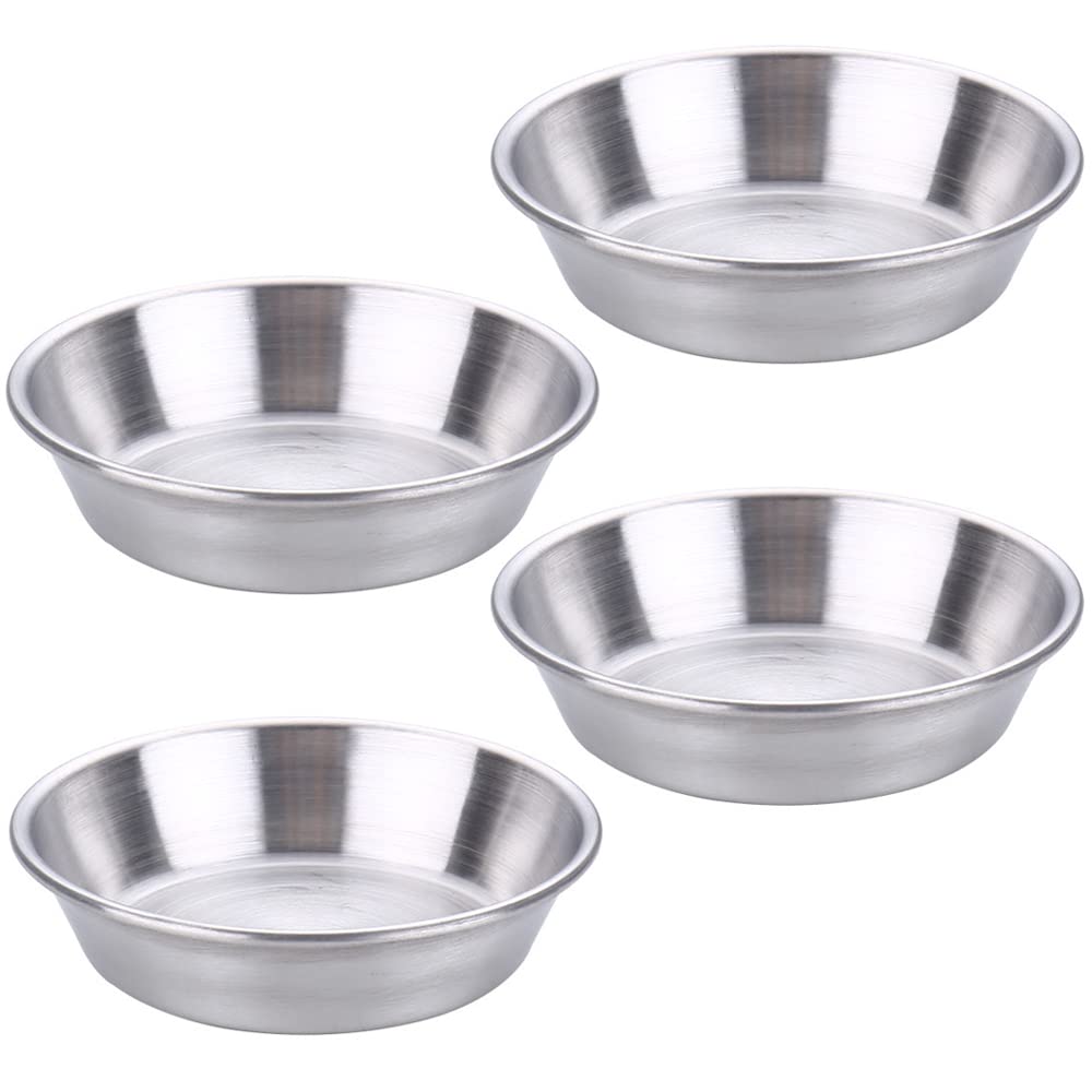 ZGWANSUI Stainless Steel Dipping Sauce Dish, Individual Sauce Bowls Saucers, Small Metal Ramekins, Little Seasoning Bowls, Soy Sauce Dishes for Sushi Salad Dressing Side Dish, 4 Pack 5.3oz