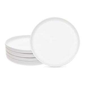okuna outpost white ceramic dinner plates set of 4 serving dinnerware dishes (8 inches)