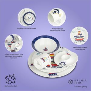 Children's Porcelain Dinnerware Sets, Kids Dinnerware Sets, Kids Porcelain Plates - Bowl - Junior Mug - Egg Cup Sets (Captain)