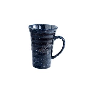 colias wing 14 oz dragonfly pattern design ceramic tea cup coffee espresso mug travel mug-dark blue