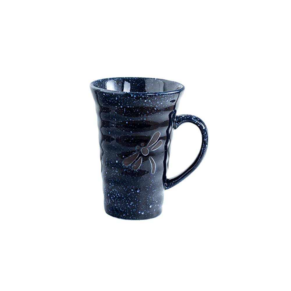 Colias Wing 14 OZ Dragonfly Pattern Design Ceramic Tea Cup Coffee Espresso Mug Travel Mug-Dark Blue