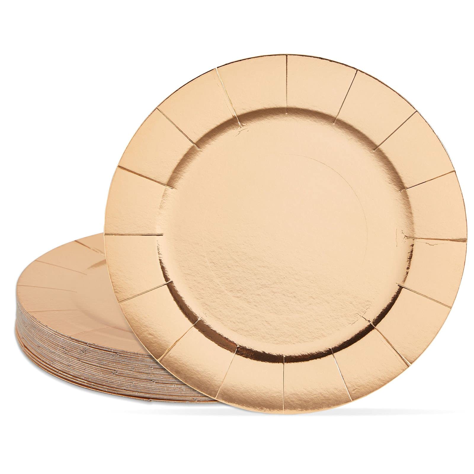 Sparkle and Bash Rose Gold Chargers for Dinner Plates, Birthday Party, Metallic Paper (13 In, 24 Pack)