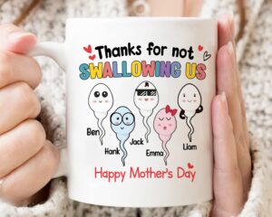 mom mug thanks for not swallowing us mug gift for mom gift for her mama gift happy mothers day custom mug