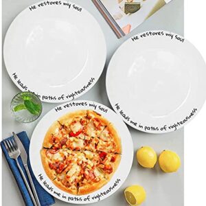 ChitChat Ware Porcelain Dinner Plates, 4Pcs White Round Dessert or Salad Plate, Serving Dishes, Dinnerware Set, Scratch Resistant My Soul Set, Microwave & Dishwasher Safe (10.5-inch)