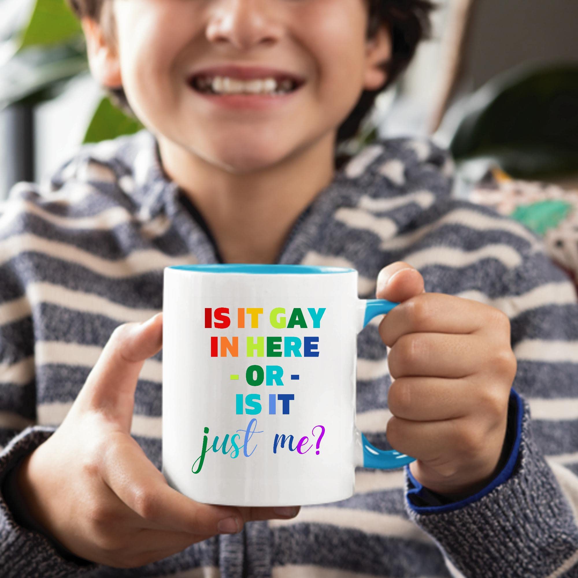 Is it Gay in here or is it just me for LGBTQ Gays Lesbian LGBT pride 11oz 15oz Inner Color Accent Mug