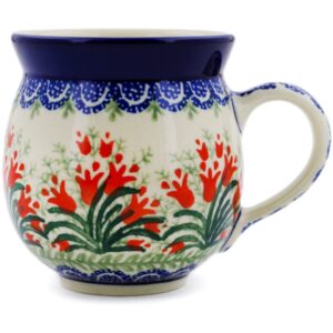 yeegfeya ceramika artystyczna polish pottery mug - 11 oz. bubble - crimson bells