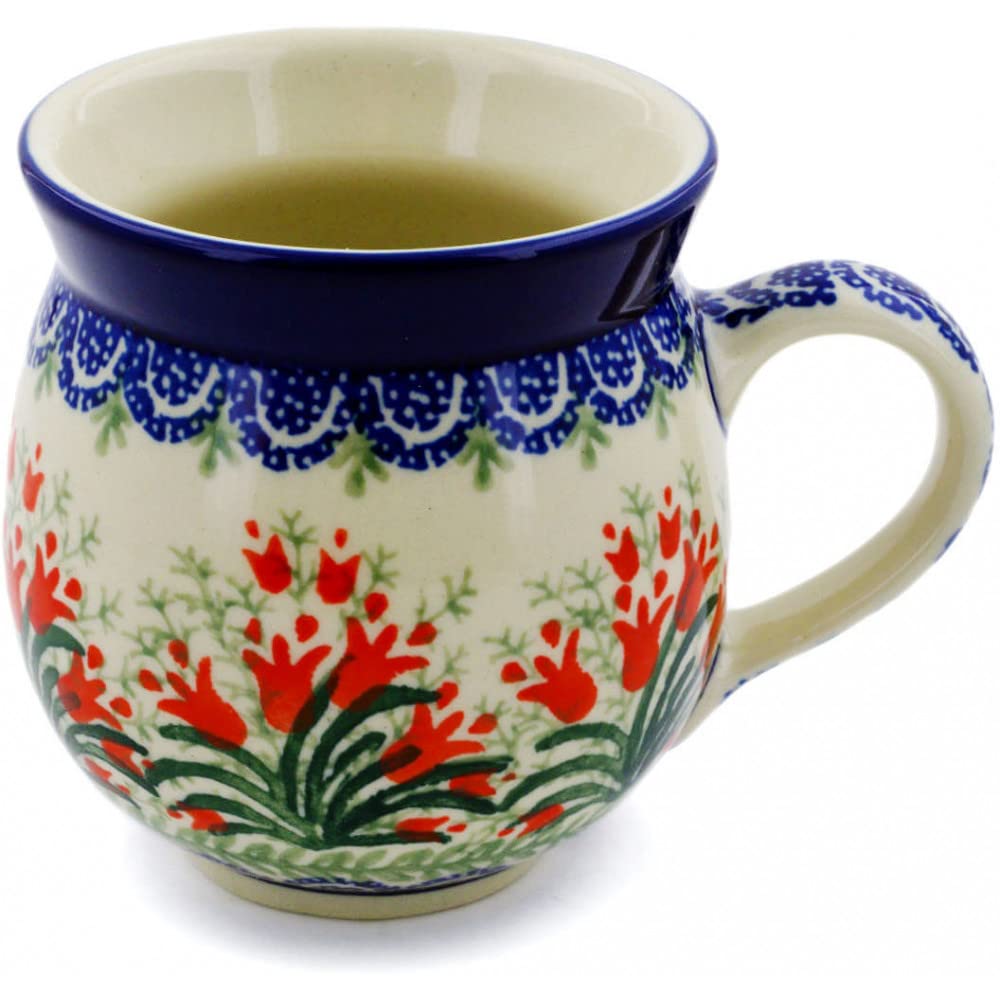 YeegfeyA Ceramika Artystyczna Polish Pottery Mug - 11 oz. Bubble - Crimson Bells