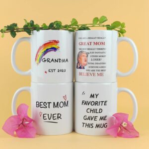 QDCFY Grandma EST 2023 Coffee Mug, Grandma Mug, Gifts for Grandma, Mothers Day Gifts for Grandma, Best Grandma Gifts from Grandchildren, Grandma Gifts for Birthday,11oz Grandma Coffee Mug