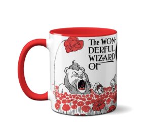 the wonderful wizard of oz by frank baum mug. coffee mug with wizard of oz poppy field book design,literature mug, book mug, bookish mug, book lover mug