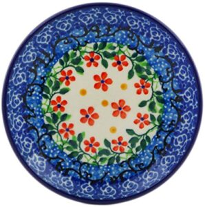 polish pottery mini plate made by ceramika artystyczna (little flowers theme) + certificate of authenticity