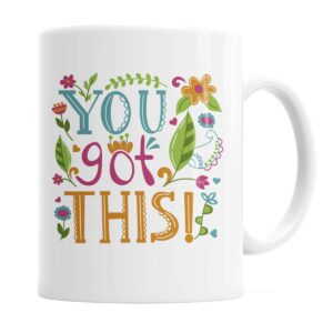 colorful motivational coffee mug you've got this