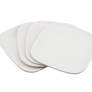 M&B GWPP Melamine Square Plates for Party, Set of 4 Dessert Salad Plates, Snacks, Appetizer Plates for restaurant indoor or outdoor picnic camping. (White)