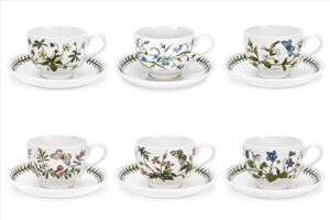 portmeirion botanic garden set of 6 teacups & saucers (t) (assorted motifs)