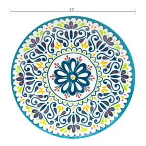 Zak Designs Melamine Dinnerware Set, 12-Piece, Service for 4, Medallion (Cool)