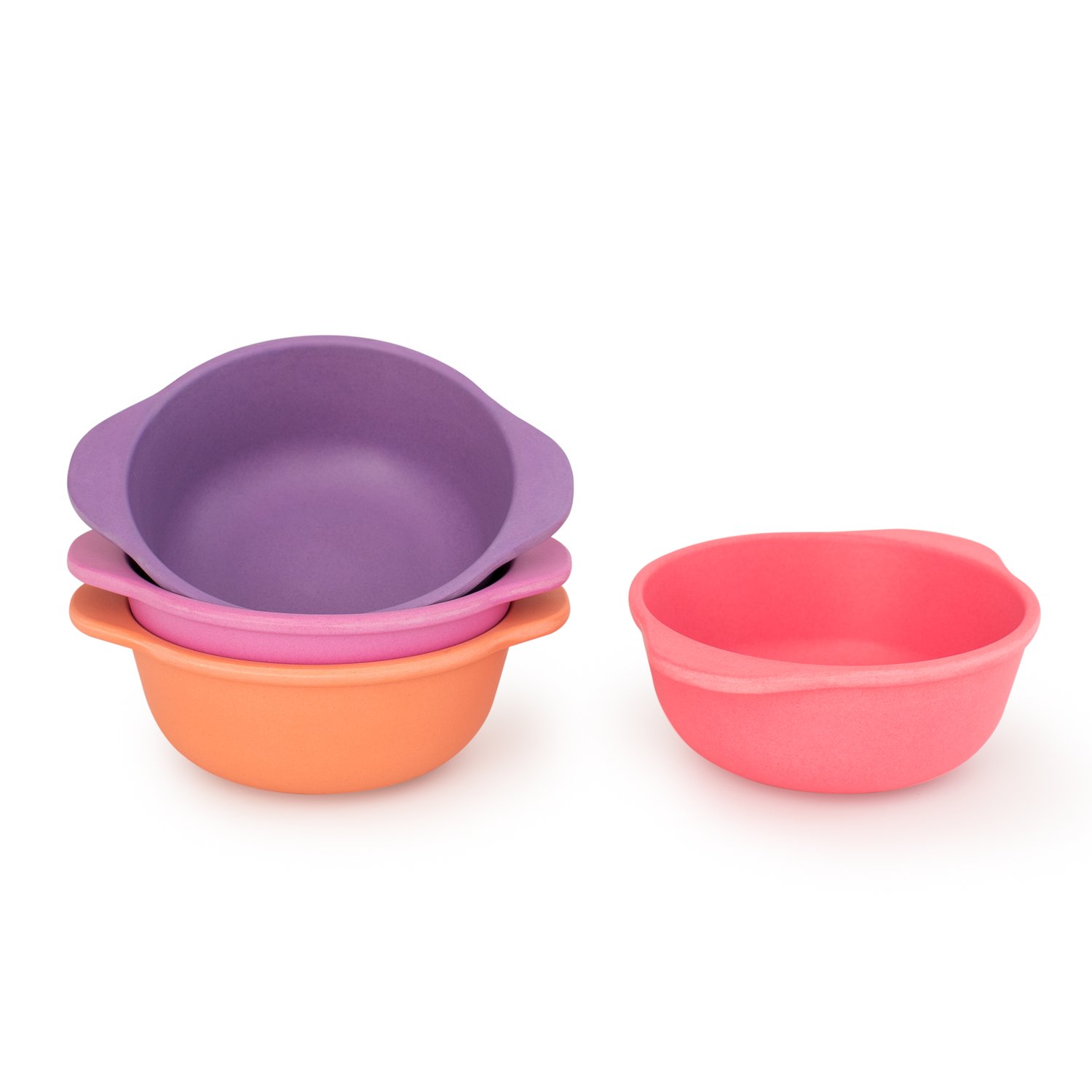 bobo&boo Bamboo Kids Snack Bowls, Set of 4 Bamboo Dishes, Non Toxic, Eco Friendly & Stackable Kids Snack Containers, Great Gift for Baby Showers, Birthdays & Preschool Graduations, Sunset