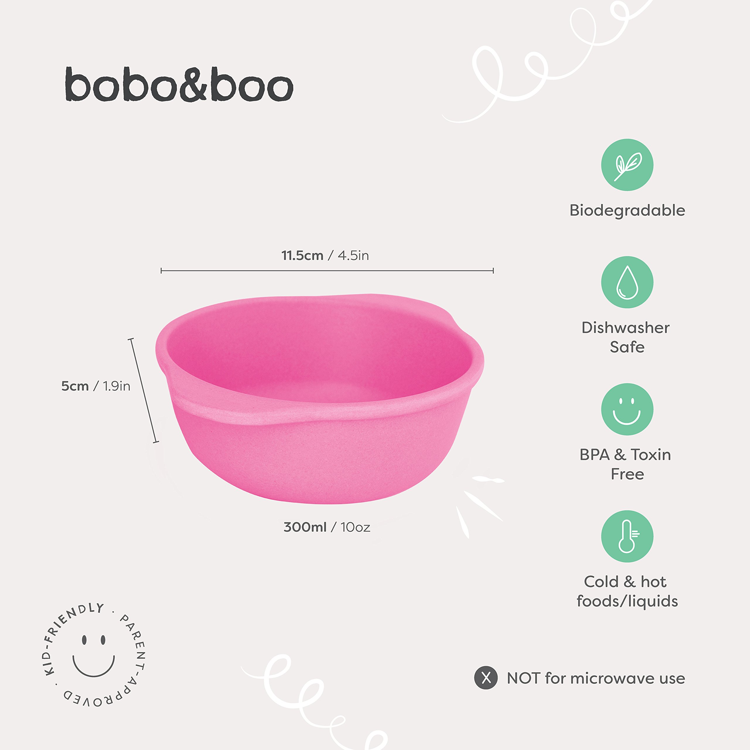 bobo&boo Bamboo Kids Snack Bowls, Set of 4 Bamboo Dishes, Non Toxic, Eco Friendly & Stackable Kids Snack Containers, Great Gift for Baby Showers, Birthdays & Preschool Graduations, Sunset