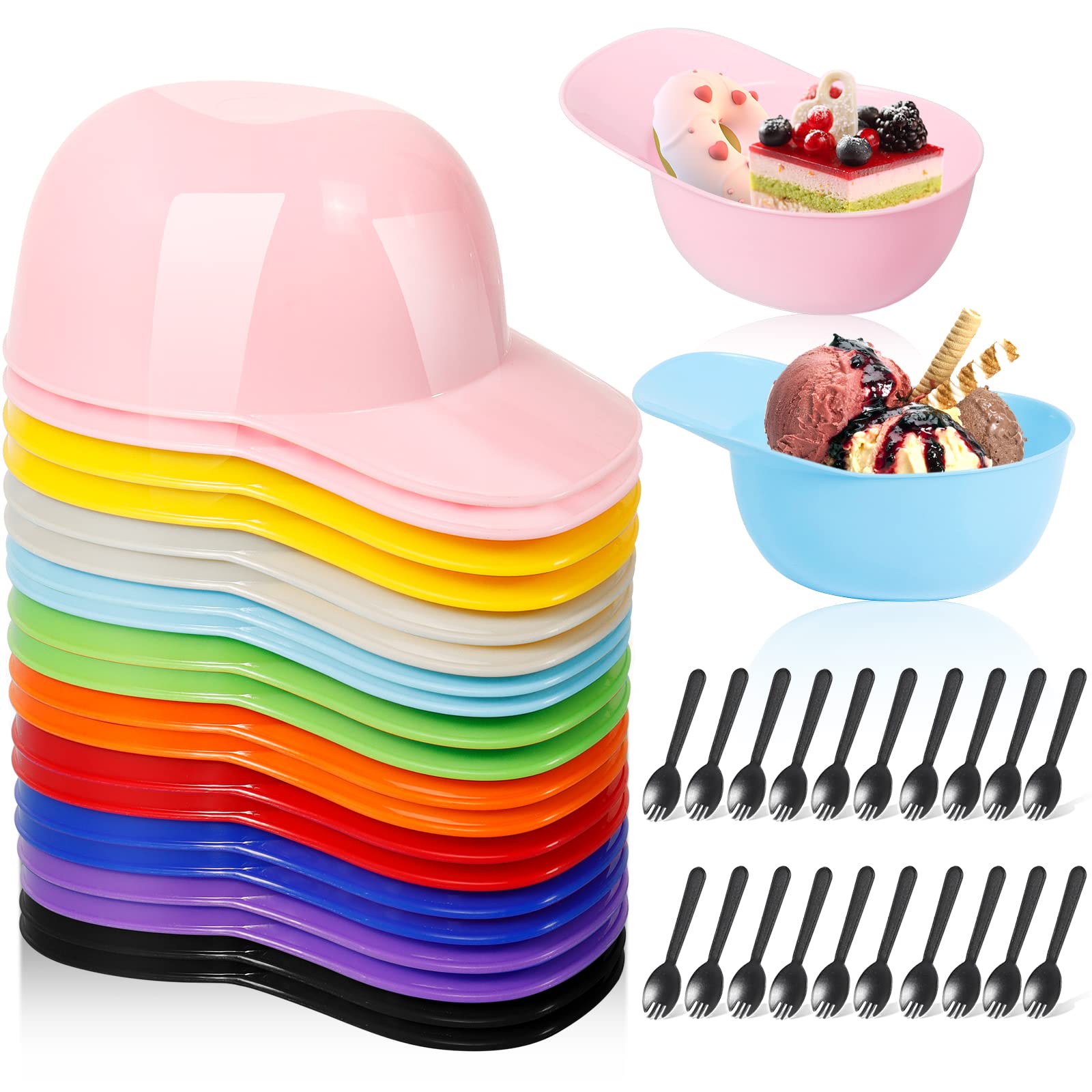 20 Pcs Baseball Helmet Ice Cream Snack Bowl Dessert Cups Baseball Theme Party Supplies 8 oz Mini Sundae Bowls Baseball Plates 20 Pcs Disposable Taster Dessert Ice Cream Spoon for Party Birthday