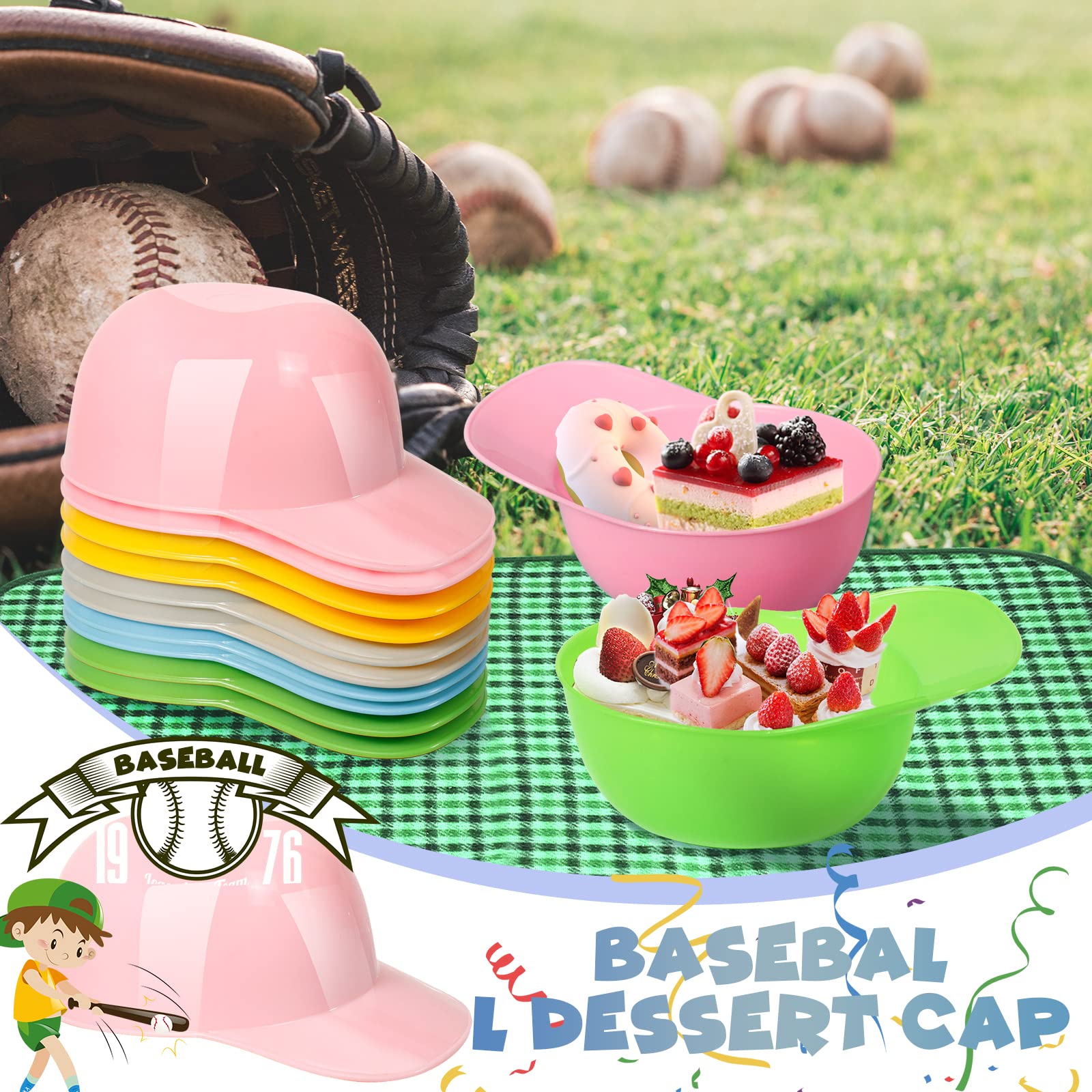 20 Pcs Baseball Helmet Ice Cream Snack Bowl Dessert Cups Baseball Theme Party Supplies 8 oz Mini Sundae Bowls Baseball Plates 20 Pcs Disposable Taster Dessert Ice Cream Spoon for Party Birthday