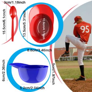 18 Pcs Baseball Helmet Ice Cream Snack Bowl Disposable Taster Spoons 8 oz Mini Cap Bowls Kids Chip Cups for Party Supplies (Blue, Red), 5.31 x 3.35 inches