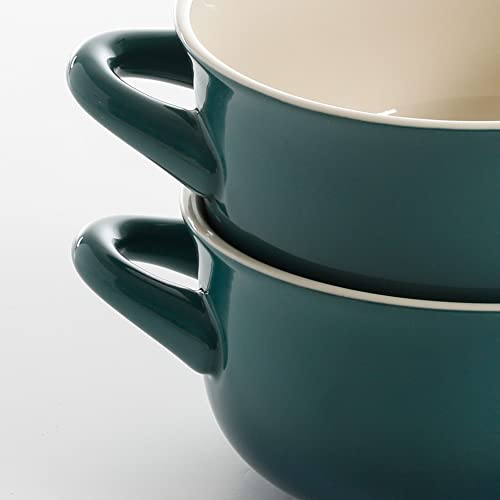 Crock Pot 30oz Artisan Stoneware Soup Bowl w/Handle, 2-Pack, Teal Gradient