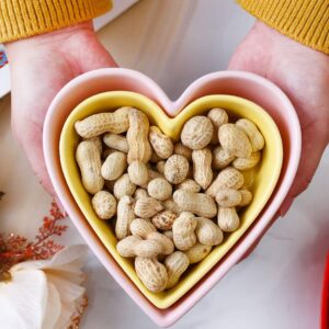 Sizikato Cute Heart Shaped Ceramic Bowl Salad Bowl Dessert Bowl Snack Bowl.