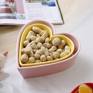 Sizikato Cute Heart Shaped Ceramic Bowl Salad Bowl Dessert Bowl Snack Bowl.