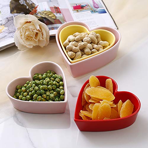 Sizikato Cute Heart Shaped Ceramic Bowl Salad Bowl Dessert Bowl Snack Bowl.