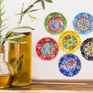 Küchengeräte 6 pcs Hand Painted Turkish Ceramic Snack Bowls 3.35''/8.5cm-74ml/2.5 oz Decorative Ottoman Tulips Design Multi-Purpose Cute Set - Pinch Sauce Dipping Finger Small Serving Bowls