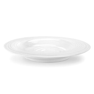portmeirion sophie conran white rimmed soup bowls | set of 4 | large serving bowls for soup, salad, and pasta | 9.75 inch | made from fine porcelain | microwave and dishwasher safe