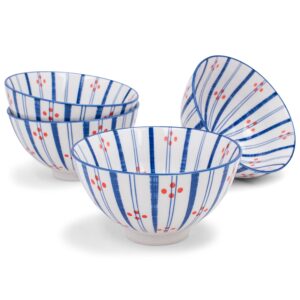 nat & jules stripes and dots white 18 ounce ceramic cereal ramen bowls set of 4
