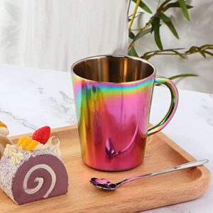 Plate and Bowl Sets, Stainless Steel Rainbow Dishes Bowls Mugs Kitchen Dinnerware Set Service for 4 (Rainbow, 9 inch plate/5.1 inch bowl/cups)