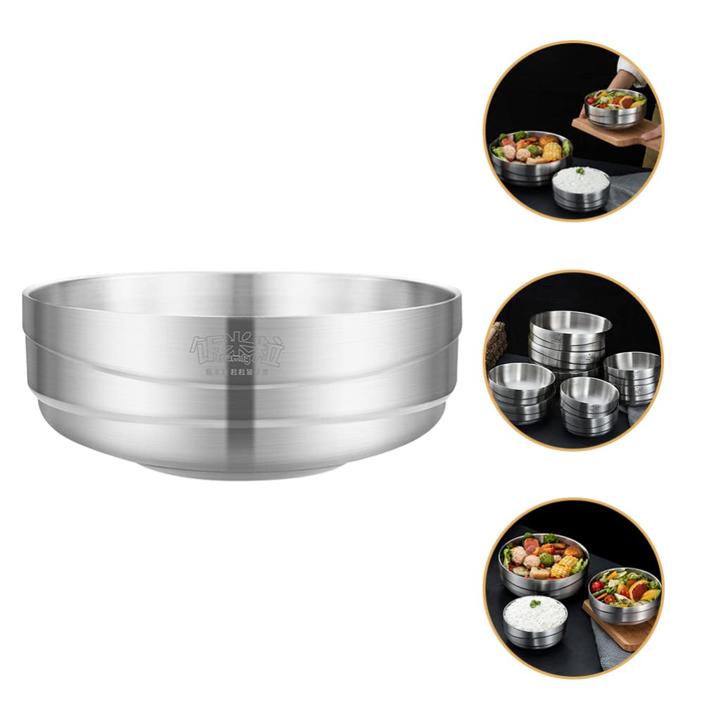 Veemoon Stainless Steel Soup Bowls Korean Ramen Container Noodle Bowl Oatmeal Dessert Bowl Seasoning Serving Bowls Appetizer Bowls for Home Restaurant Buffet Supplies