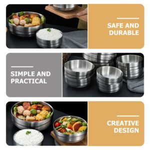 Veemoon Stainless Steel Soup Bowls Korean Ramen Container Noodle Bowl Oatmeal Dessert Bowl Seasoning Serving Bowls Appetizer Bowls for Home Restaurant Buffet Supplies