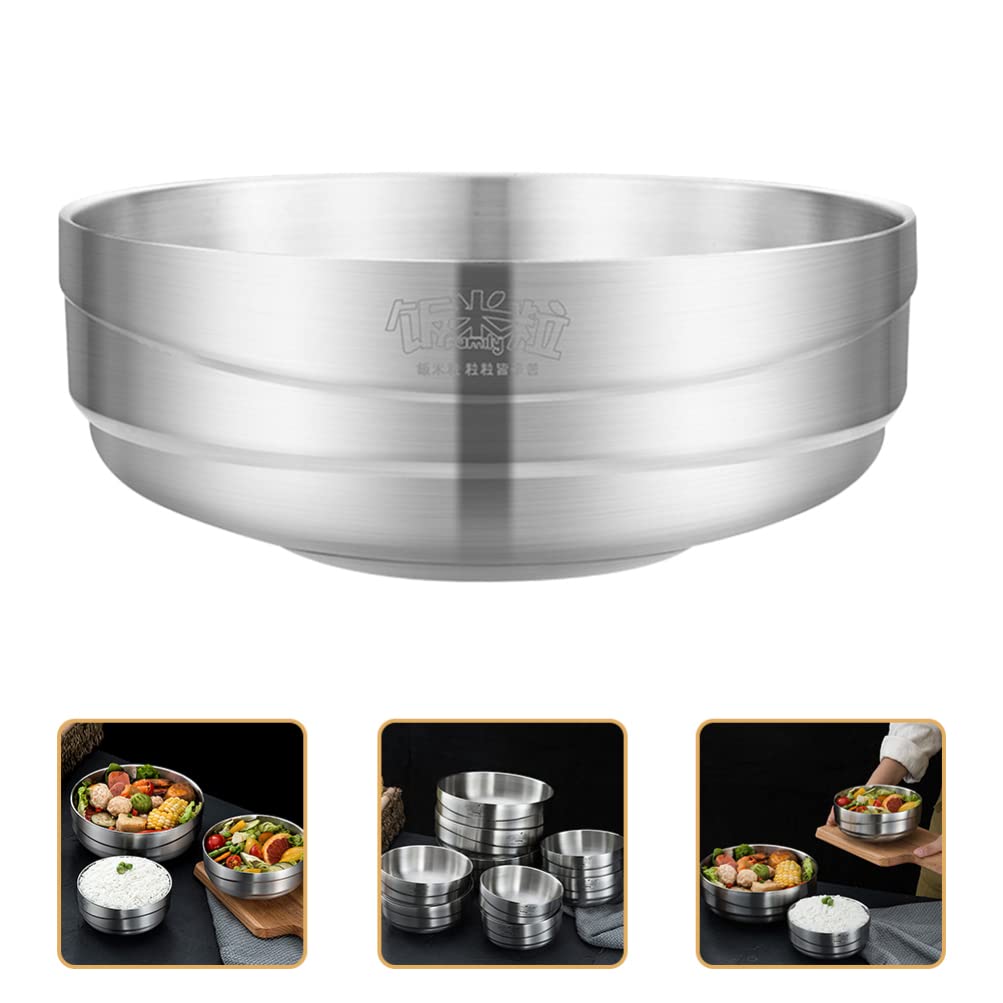 Veemoon Stainless Steel Soup Bowls Korean Ramen Container Noodle Bowl Oatmeal Dessert Bowl Seasoning Serving Bowls Appetizer Bowls for Home Restaurant Buffet Supplies