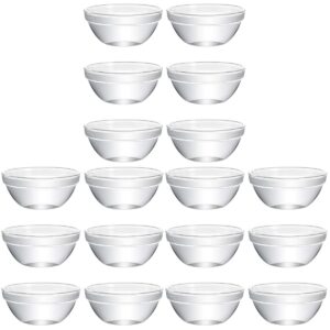 doitool set of 18 glass bowls, 2. 3 x 1. 1 inch mini prep bowls stackable glass serving bowls for kitchen prep, dessert, dips, salad, candy dishes