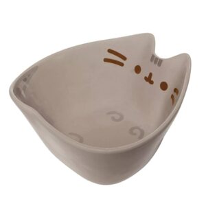 enesco pusheen the cat shaped sculpted rice bowl with chopsticks, 6.5 inch, grey