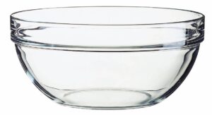 luminarc stackable glass bowls set with white lids, std, clear