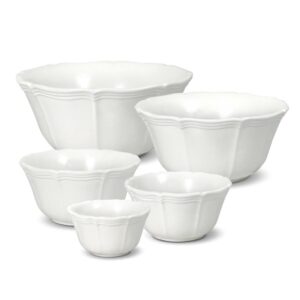 mikasa french countryside stackable bowls, set of 5,white