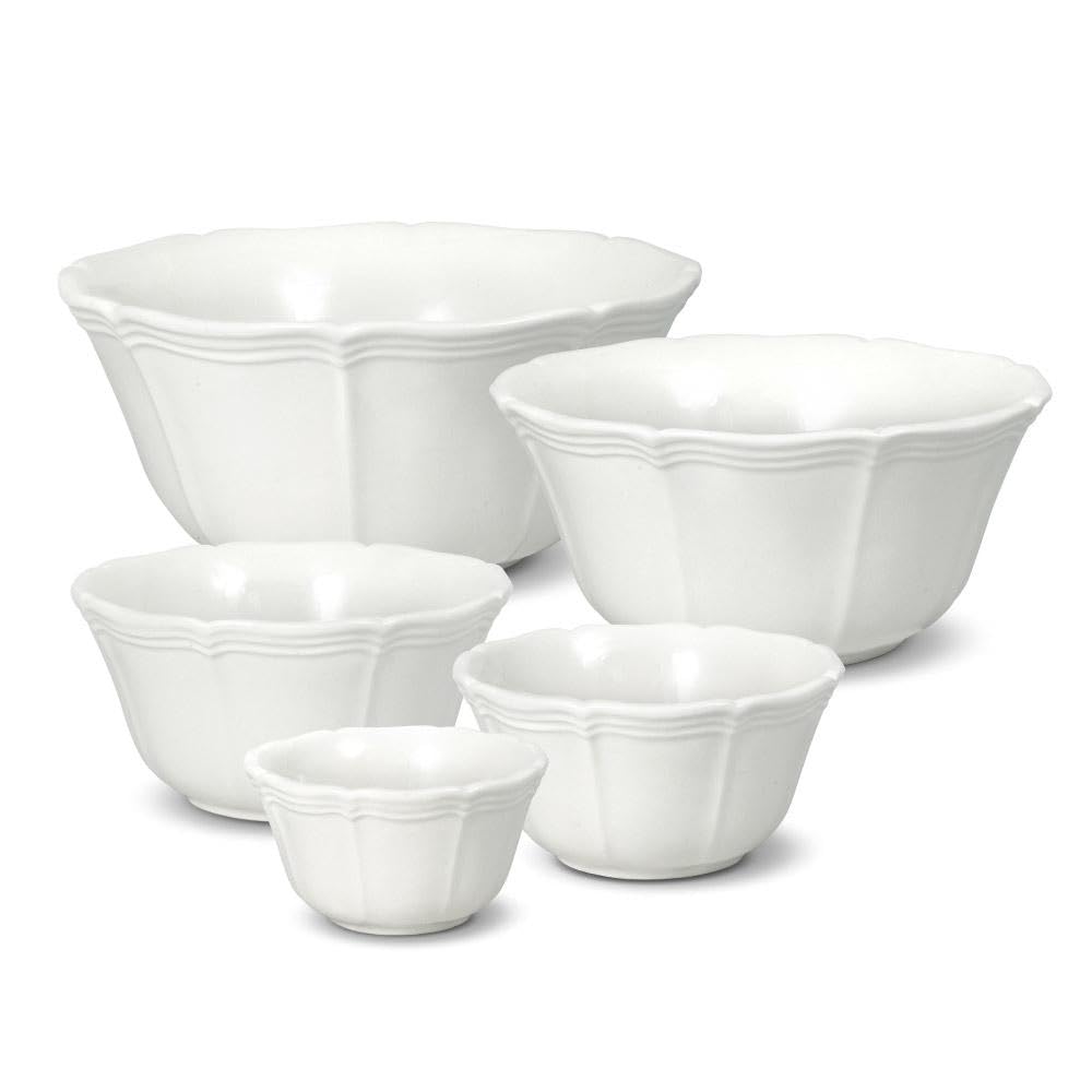 Mikasa French Countryside Stackable Bowls, Set of 5,White