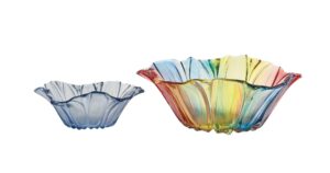 yitongda 2-pack,11.8-inch 7.5-inch,colorfu glass fruit bowl,candy bowl,snacks bowl,salad and vegetables bowl for home and kitchen,country style