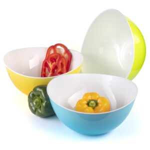 Maxi Nature Salad Bowl Set of 4 - Microwave, Dishwasher & Freezer Safe - Unbreakable & Lightweight Plastic Serving Bowls - Use for Ramen, Noodles, Soup, Popcorn, Pasta & More - Large Size