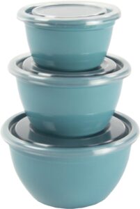 wisconic 6-piece prep bowl set - premium plastic, durable kitchenware, dishwasher safe - made in the usa - light teal