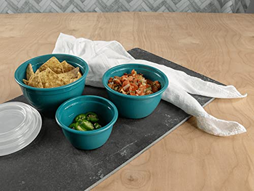 Wisconic 6-Piece Prep Bowl Set - Premium Plastic, Durable Kitchenware, Dishwasher Safe - Made in the USA - Light Teal