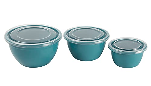 Wisconic 6-Piece Prep Bowl Set - Premium Plastic, Durable Kitchenware, Dishwasher Safe - Made in the USA - Light Teal