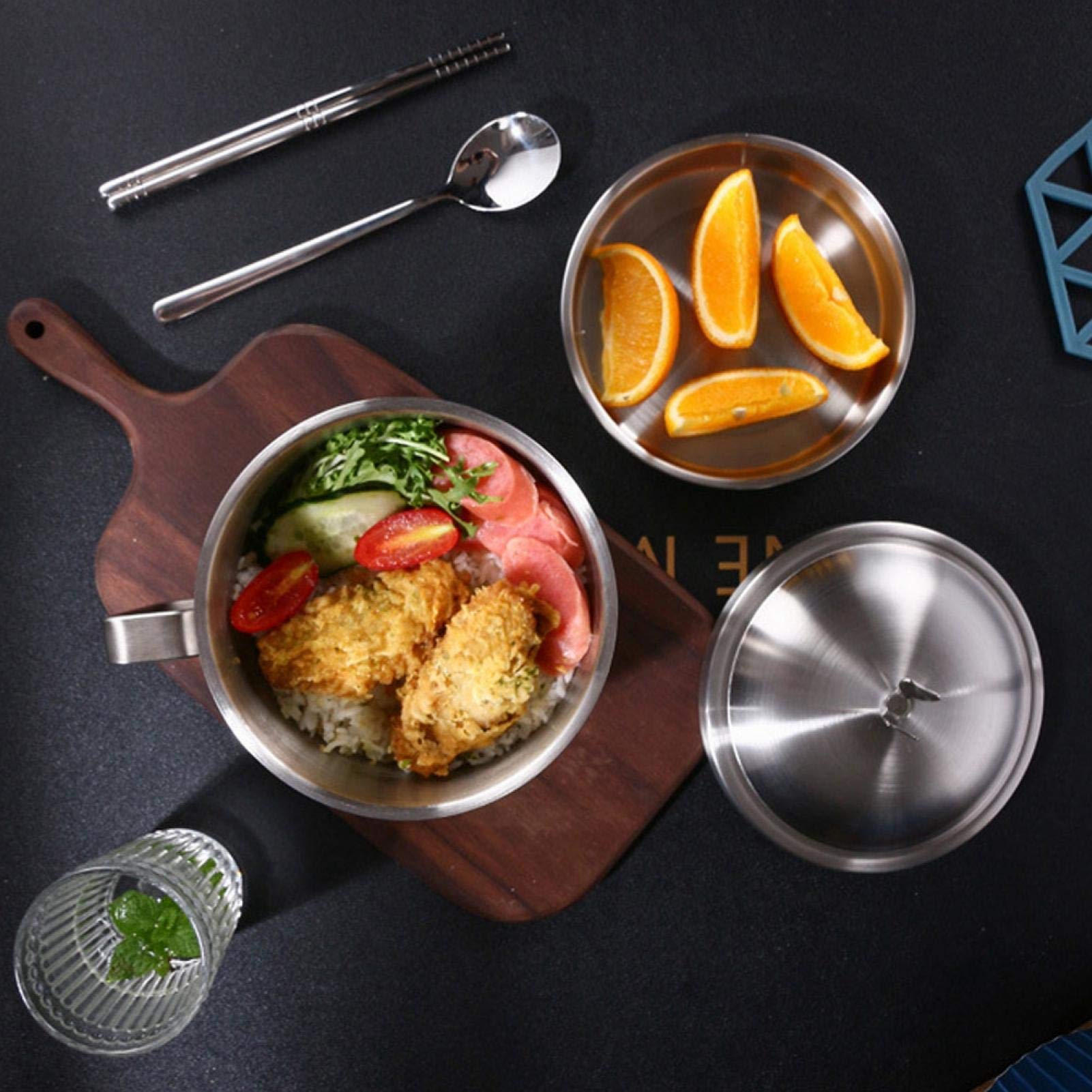 Noodle Bowl, 1000ML Pasta Bowls Stainless Steel Noodle Bowl, Soup Bowls Home Restaurant for Dormitory Family