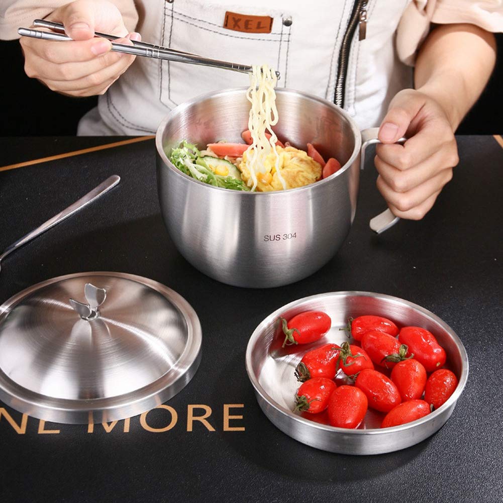 Noodle Bowl, 1000ML Pasta Bowls Stainless Steel Noodle Bowl, Soup Bowls Home Restaurant for Dormitory Family