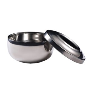 sejong cook korea stainless steel rice bowl with lid, set of 1, for korean kitchen restaurant, double-walled metal bowls, multi-purpose insulated bowls snacks bowls (silver)