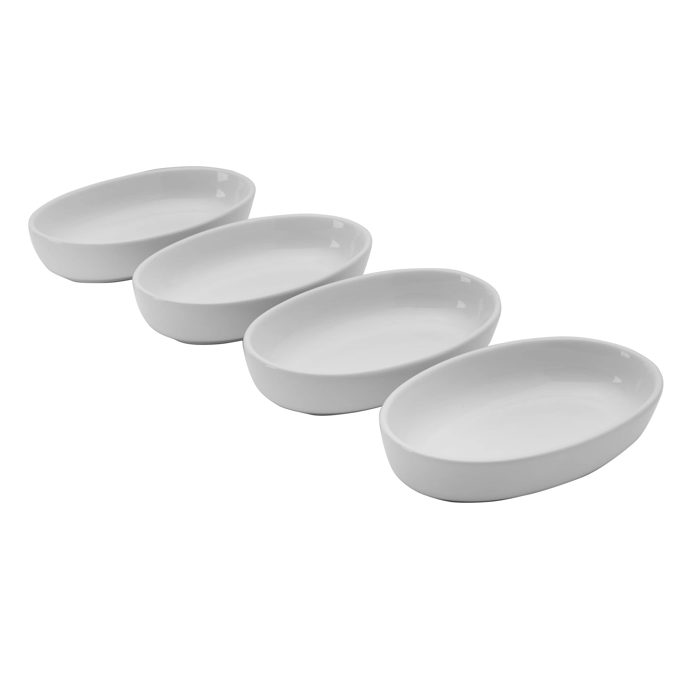 Pfaltzgraff Burrito Oval Set of 4 Dip Fruit Bowls, 7-Inch, White